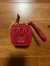 Miu Miu Key Ring Coin Pouch Leather Red Matelasse Women's From Japan Authentic