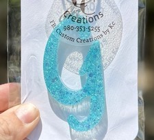   Large Blue Glitter Letter Keychains; Available In All Letters 