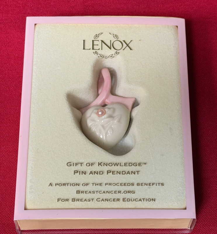 Lenox Gift Of Knowledge Pin And Pendant- Breast Cancer Awareness