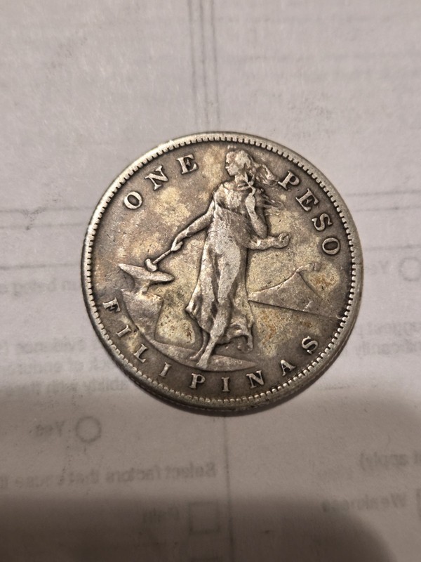 1908-S philippines 1 peso  Silver Foreign coin. Minted In USA