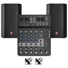 Harbinger VARI V1112 12" Powered Speakers Package With LV8 Mixer and Cables