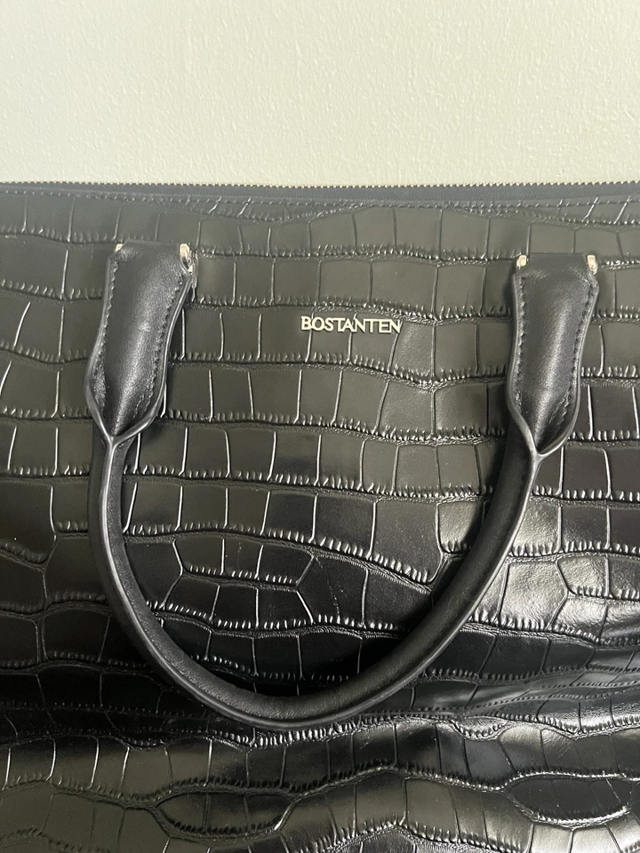 Bolso Bandolera Bostanten para Laptop Negro Cocodrilo Trabajo Negocios Foto 2 de 4