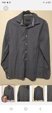 Tommy Hilfiger TH Flex Supima Slim Fit Shirt Men M Blue Medallion Stretch