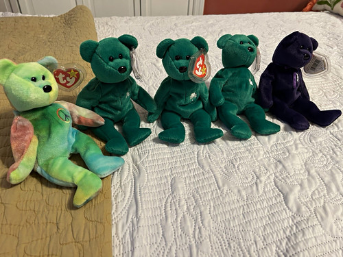 Ty Beanie Babies Vintage 1998 Plush Mixed Lot Bears Owl Sloth Octopus Lobster