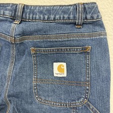 Carhartt Jeans Girls 14 Blue Straight Leg Carpenter Adjustable Waist Denim Work