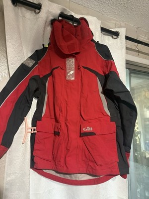 Gill OS2 Key West Men s Sailing Jacket L Red/Black Colorblock Hooded Fishing