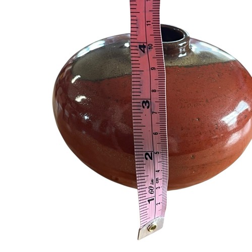 Kasama Vase Japanese Art Pottery Mini Vase Vintage Bulbous Squat Oxblood Retro - Picture 8 of 10