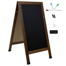 A-Frame Double Magnetic Chalkboard - Rustic Brown by Sunnydaze