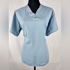Fashion Seal Light Blue 1 Pocket Scrub Top