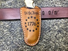 Leather Folding Knife Belt Loop Sheath Buck 110  Sheath Only 