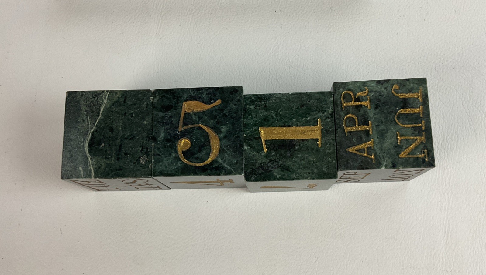 Vintage marble block calendar date month Day