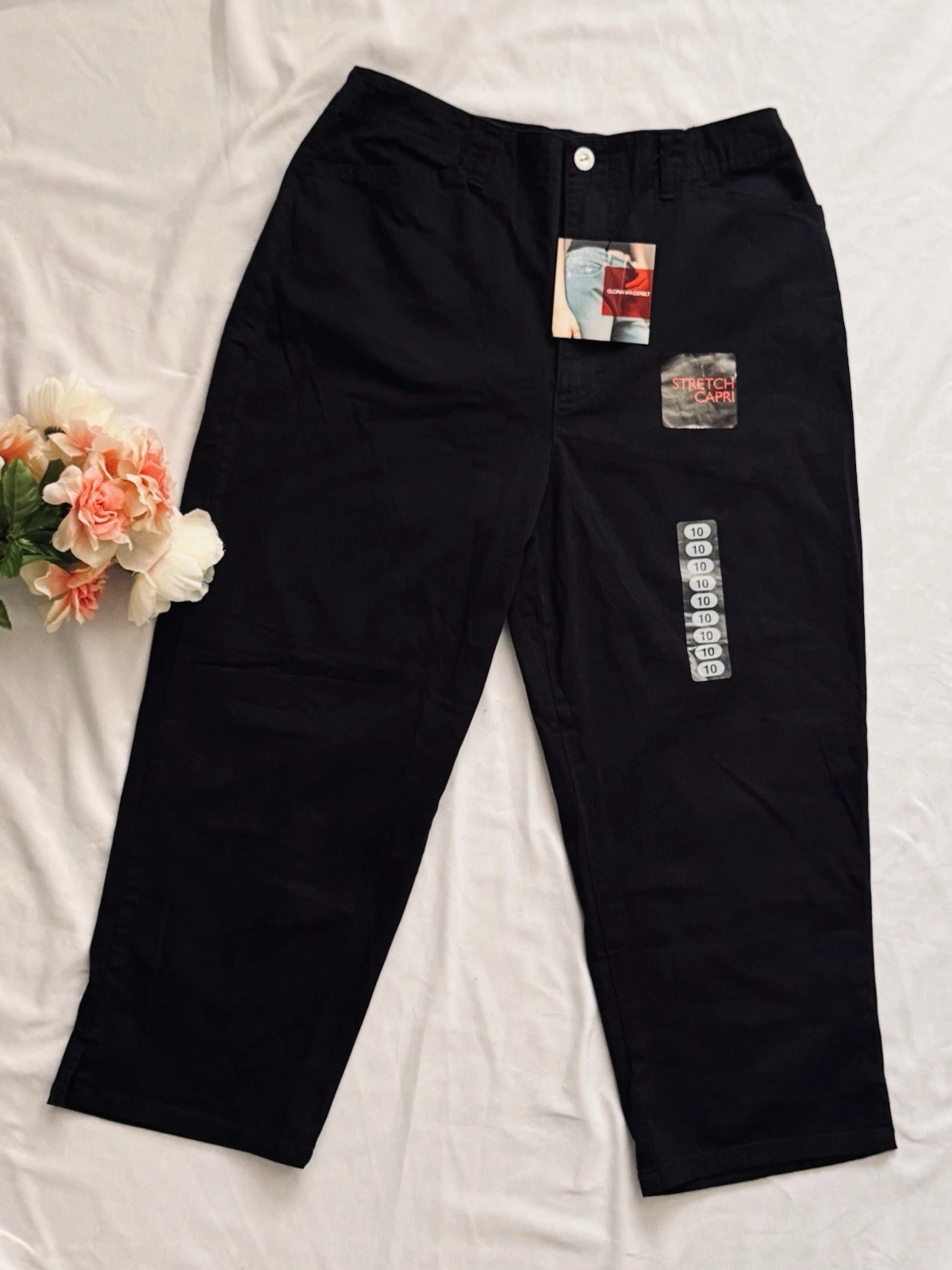 GLORIA VANDERBIT Women's Stretch Capri Black Pants Size 10 Women NWT