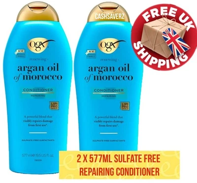 2 x 577ml OGX Argan Of Morocco Repairing Sulphate Free Conditioner Damaged Hair - Image 1 of 4