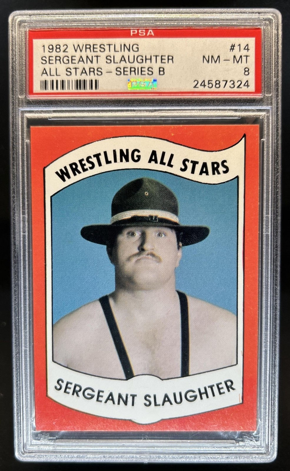 1982 Wrestling News All Stars Series B Sergeant Slaughter Rookie RC #14 PSA 8