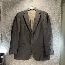 HUGO BOSS Blazer Jacket Mens 44, L Gray Virgin Wool Single Breasted Preppy