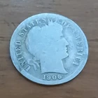 Barber Dime 1906 P 10C Silver .900 slick fair condition