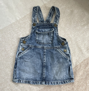 Next Girls Blue Denim Pinafore/Dungaree Dress Pockets 12 18 Months