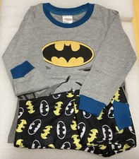 Baby Has Batman Pajamas Set 4T Kids Long Sleeve Top  Pants Gray Blue Yellow