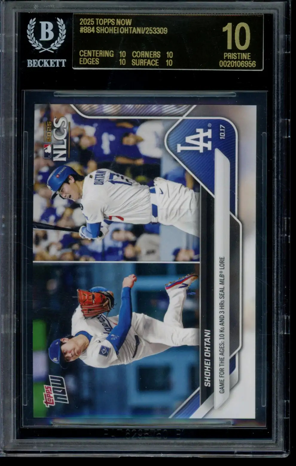 2025 Topps Now #884 Shohei Ohtani BGS 10 Black Label 20106956 view 1