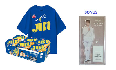 BTS Jin RAMEN + T-SHIRT BLUE Run Seokjin Tour BONUS Acrylic Jin BENEFITS CHARITY