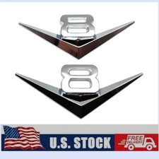2pcs Metal Chrome Silver V8 Engine Vintage Badge V-8 Trunk Car Emblem Sticker