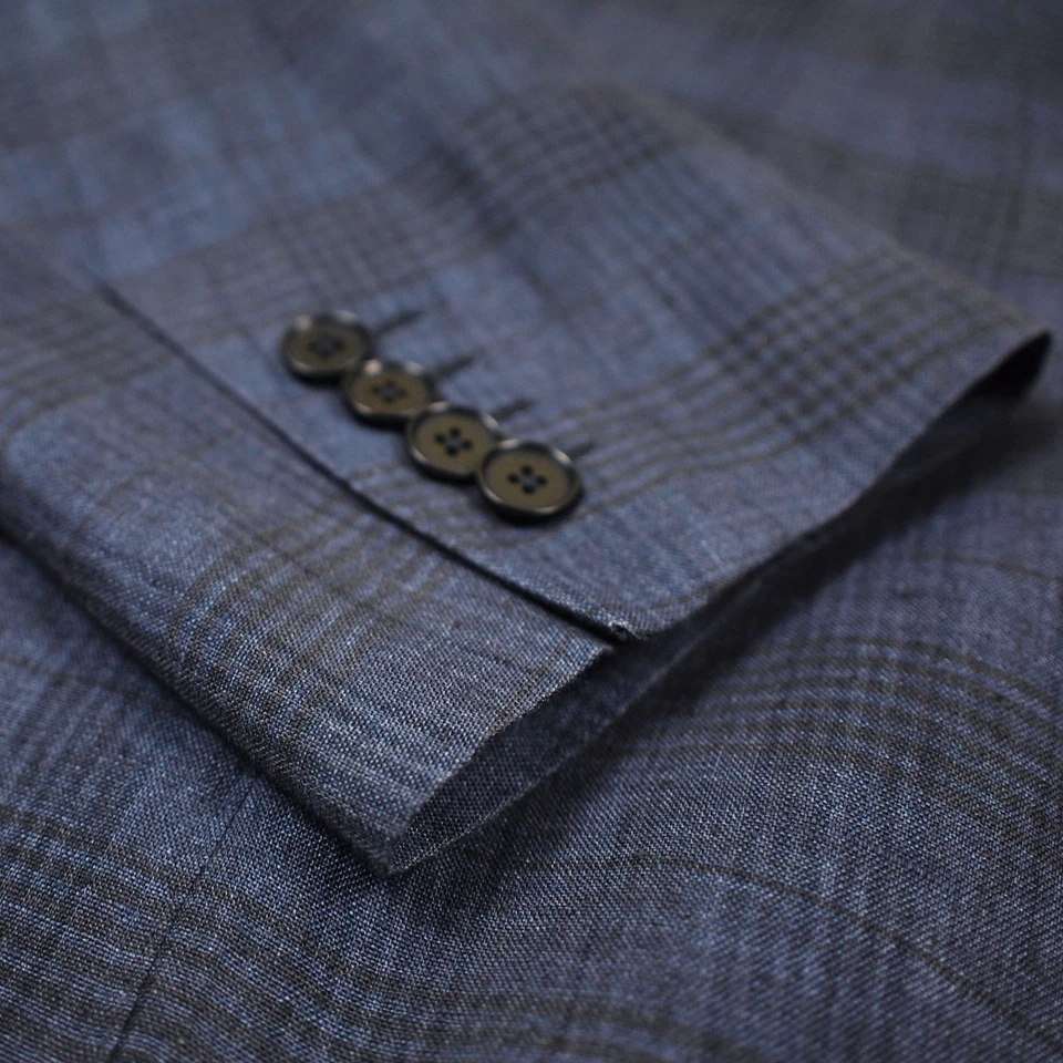 BURBERRY 100% linen Prince of Wales sport coat size 52 / L / Large jacket blazer - Photo 3/4
