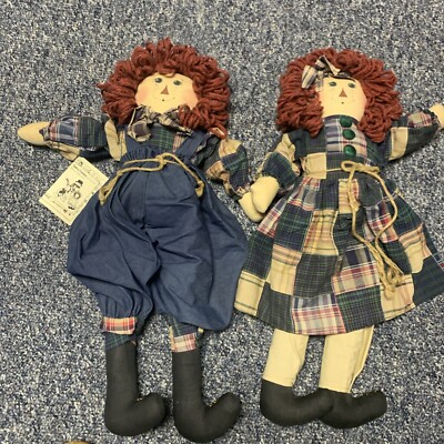 Vintage Original 26  Raggedy Ann & Andy Dolls Country Creations By Donna