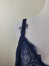 Lise Charmel Women Blue Soir De Venise Bra Size 34E Navy LACE Underwire Full Cup