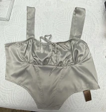 Almost Famous Corset Halter Top Womens Large Silver WS-3R