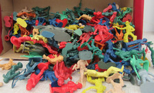 Grab Bag of 10 Vintage Plastic Toy Soldiers, Cowboys and Indians