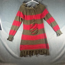 Rubies Nightmare On Elms Street Womens Dress Red Brown Striped Size M Acrylic