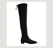 $950 STUART WEITZMAN Genna 25 City 5050 Boot Over-the-knee Black SUEDE 7 (PB32)