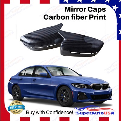 FOR 17-22 BMW G30 G20 G22 G11 G12 M STYLE CARBON STYLE SIDE MIRROR COVER CAPS