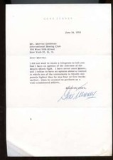 Gene Tunney Autograph Signed American Boxer Letter Authentic