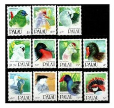 Palau - 1991 - Pájaros - Juego de 11 sellos - Scott #267 269 271-6 279-81 - MNH
