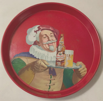 Vintage Falstaff Metal Beer Tray/Sign, Red, 12''