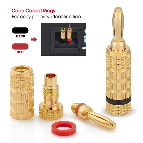 12PCS 24k Gold Plated HIFI AudioSpeaker Banana Plugs Closed screw type Connector - Picture 4 of 5
