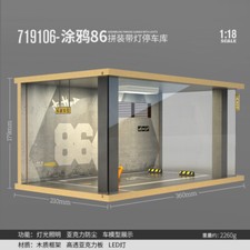 1:18 Scale Diorama Car Garage Assemble Model Parking Lot With Light Scene Model