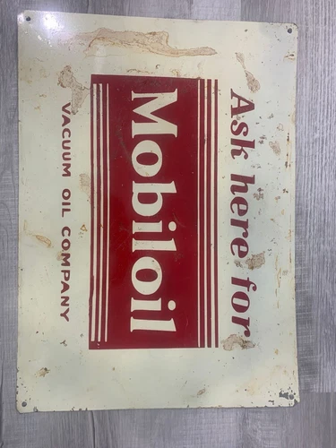Vintage rare metal Mobil oil sign