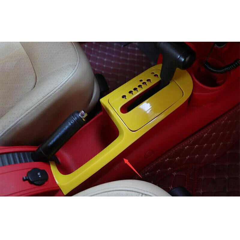 1x Cubierta de cuadro de cambio de marchas amarilla TRIM para VW Volkswagen Beetle 2003-2010 nueva Foto 2 de 3