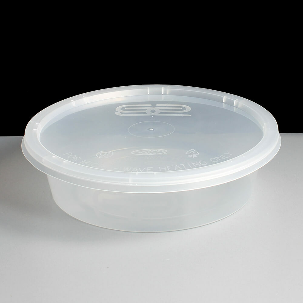 Satco T1100 Clear Round Plastic Container And Lid 840ml Storing