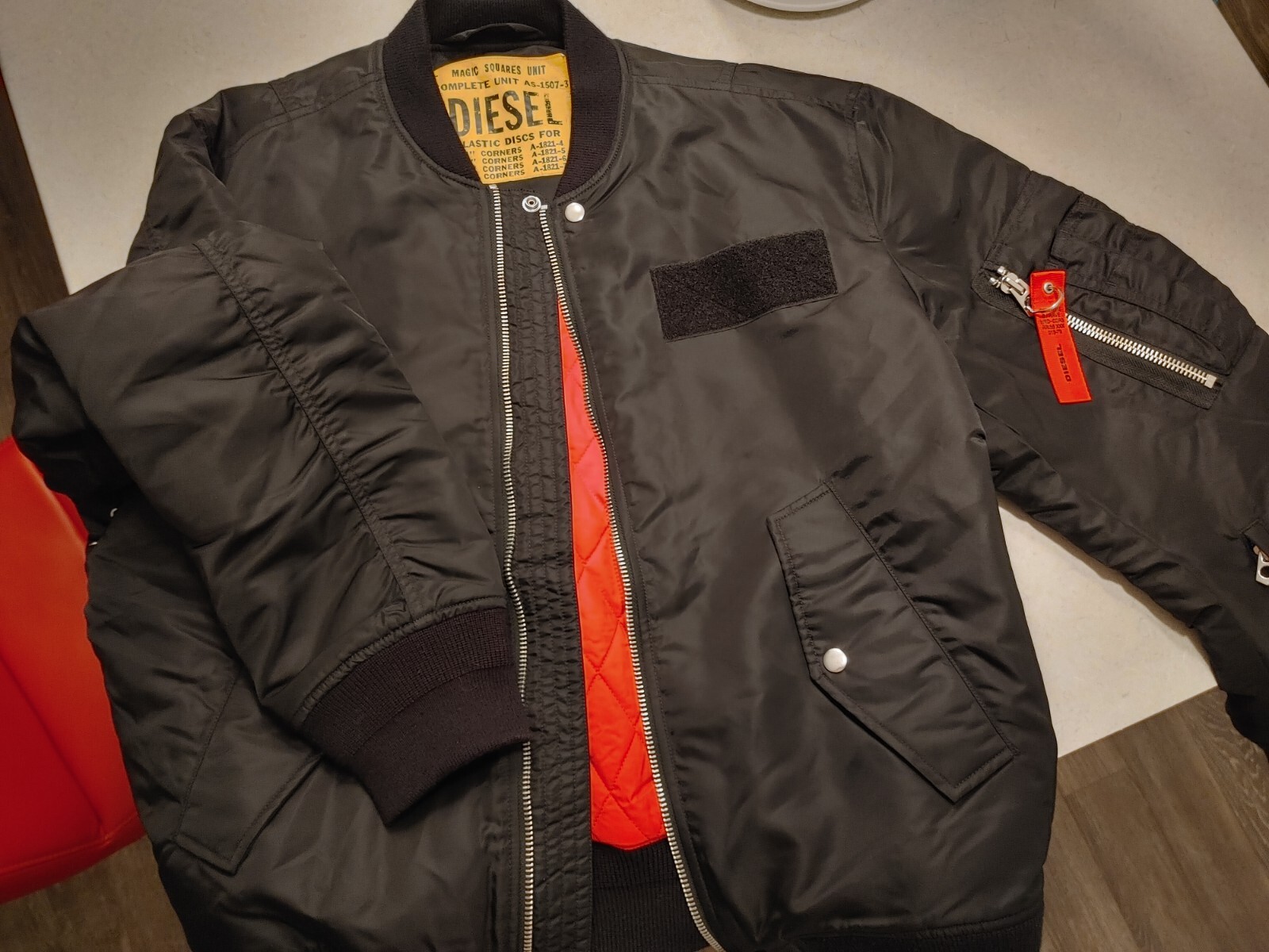 Bomber Style coat mens Black DIESEL JACKET BIKER Punk XL rare Discontinued Gear