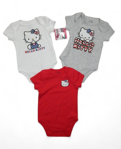 Hello Kitty Bodysuit 3 Pack Bodysuits One Piece Undershirt Baby Girls 3-6 Months