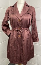 Nine West Pink Dusty Rose Drawstring 3/4 Puff Sleeve Metallic Trench Coat Xspk**