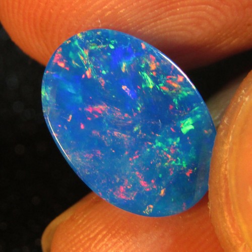 2.46Cts Natural Color Play Ethiopian Blue Opal Oval Cabochon Loose Gem VOD - Picture 4 of 6