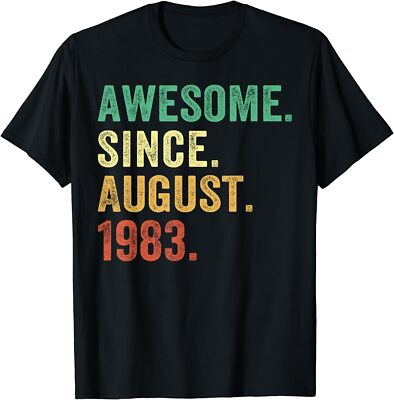 Awesome Since August 1983 Cool Birthday Gift Vintage Unisex T-Shirt