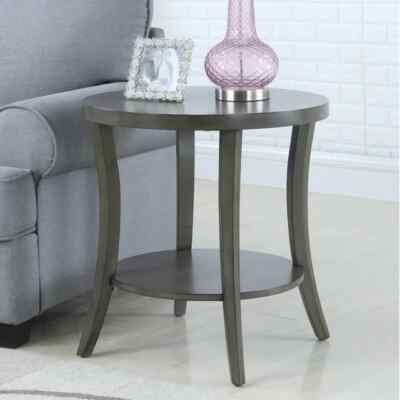 NEW Small Chairside End Table With Shelves For Sofa Side Storage