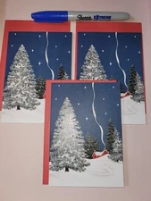 Lot Of 3 Christmas Cards Peter Pauper Press Silver Christmas Tree Peace Calm