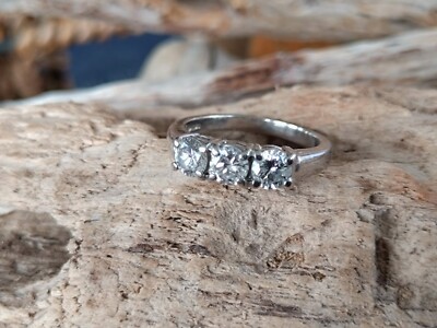 Platinum Trilogy 1.00ct Natural Diamond Ring Size L Engagement Eternity Soulmate