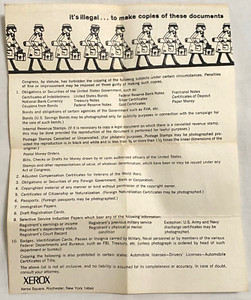 Vintage Xerox Company Photocopy Legality instruction Sheet - Can't Find Others